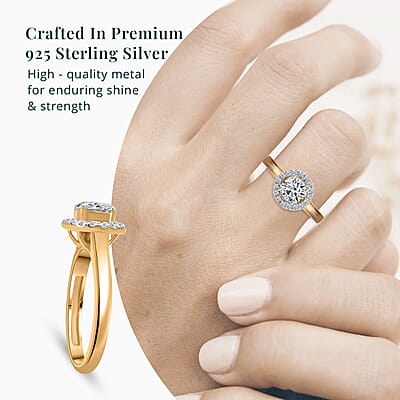 Luxuriant Lab Grown Diamond G-H SI 1.00 ctw Halo Ring in Vermeil Yellow Gold Over Sterling Silver (Size 10.0)