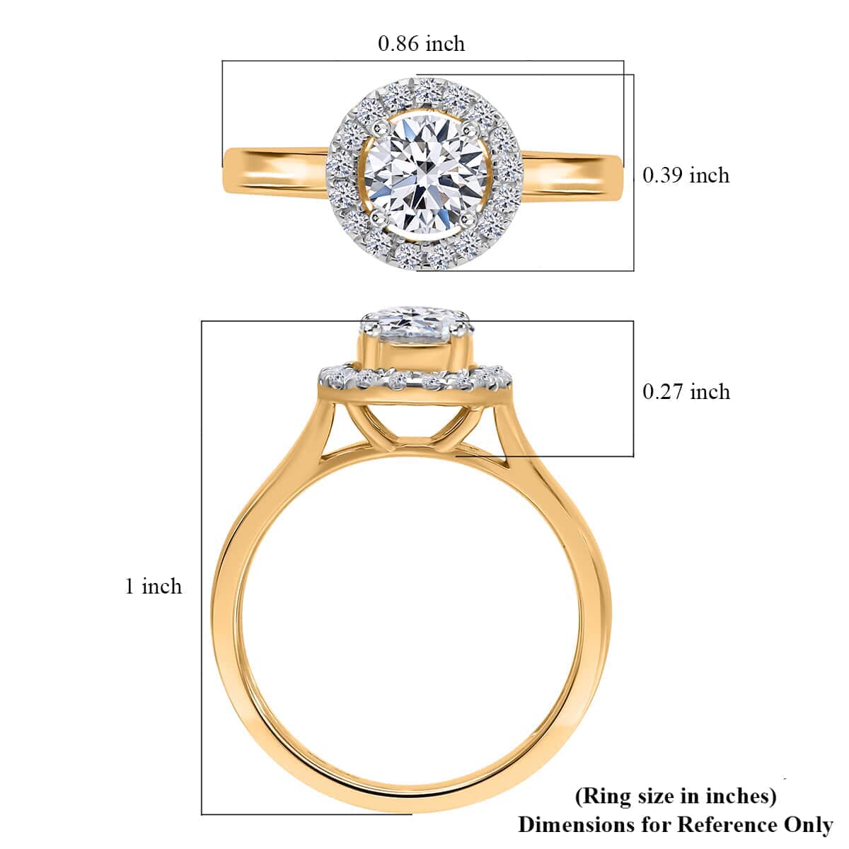 Luxuriant Lab Grown Diamond G-H SI 1.00 ctw Halo Ring in Vermeil Yellow Gold Over Sterling Silver (Size 10.0) image number 5