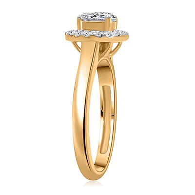 Luxuriant Lab Grown Diamond G-H SI 1.00 ctw Halo Ring in Vermeil Yellow Gold Over Sterling Silver (Size 10.0)
