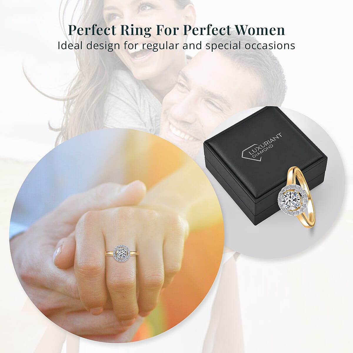 Luxuriant Lab Grown Diamond G-H SI 1.00 ctw Halo Ring in Vermeil Yellow Gold Over Sterling Silver (Size 6.0) image number 6