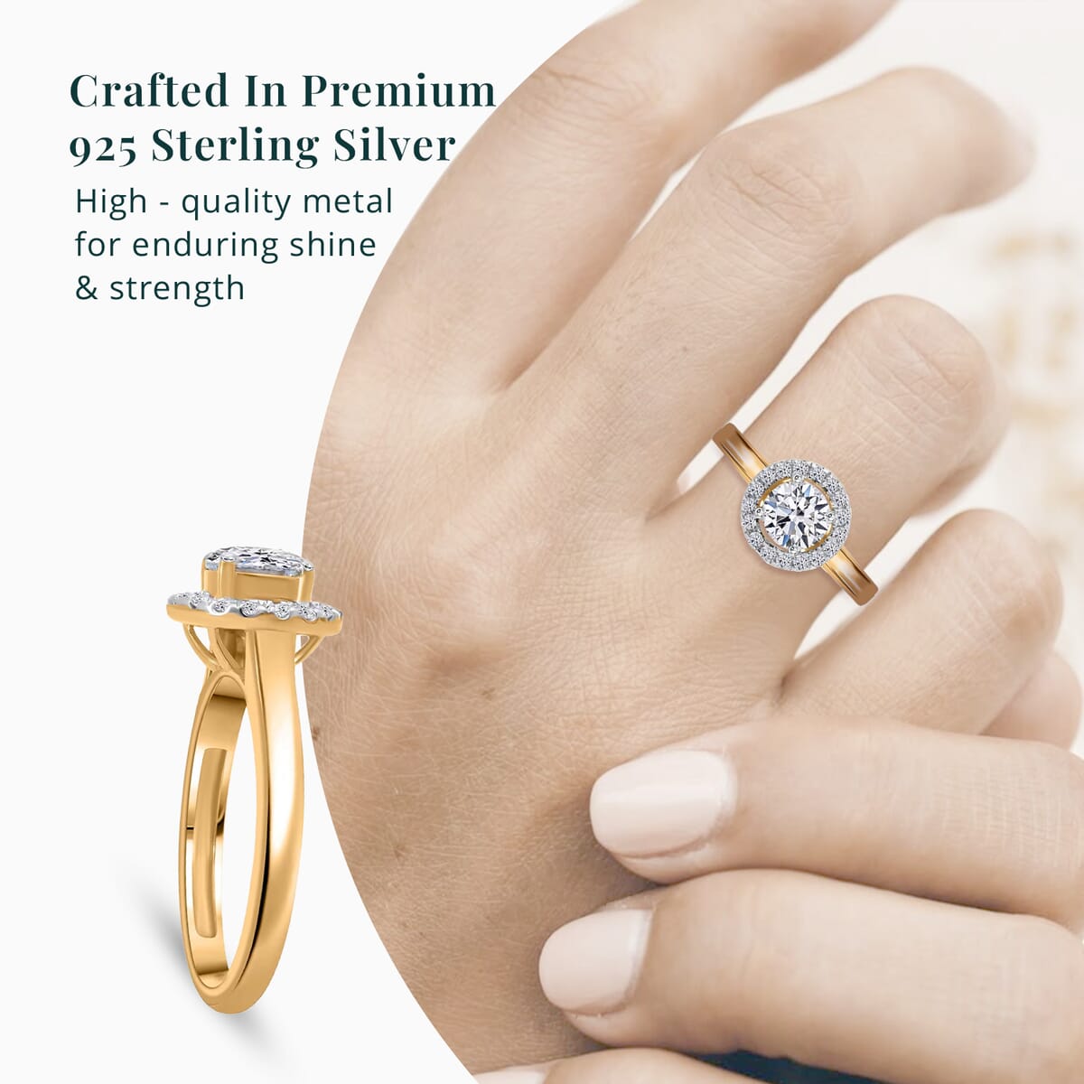 Luxuriant Lab Grown Diamond G-H SI 1.00 ctw Halo Ring in Vermeil Yellow Gold Over Sterling Silver (Size 7.0) image number 4