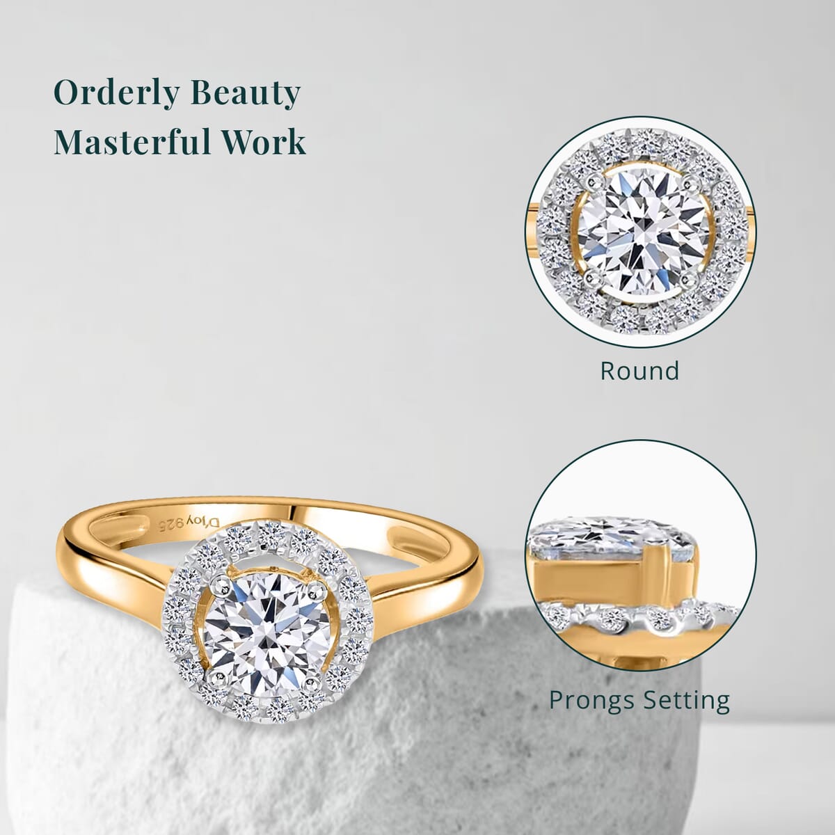 Luxuriant Lab Grown Diamond G-H SI 1.00 ctw Halo Ring in Vermeil Yellow Gold Over Sterling Silver (Size 7.0) image number 5