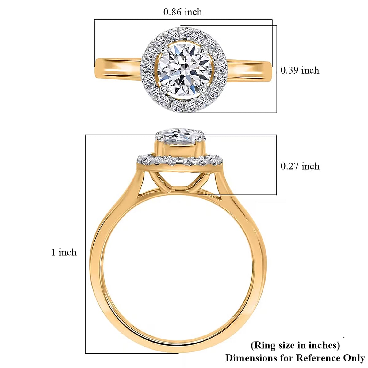 Luxuriant Lab Grown Diamond G-H SI 1.00 ctw Halo Ring in Vermeil Yellow Gold Over Sterling Silver (Size 9.0) image number 7