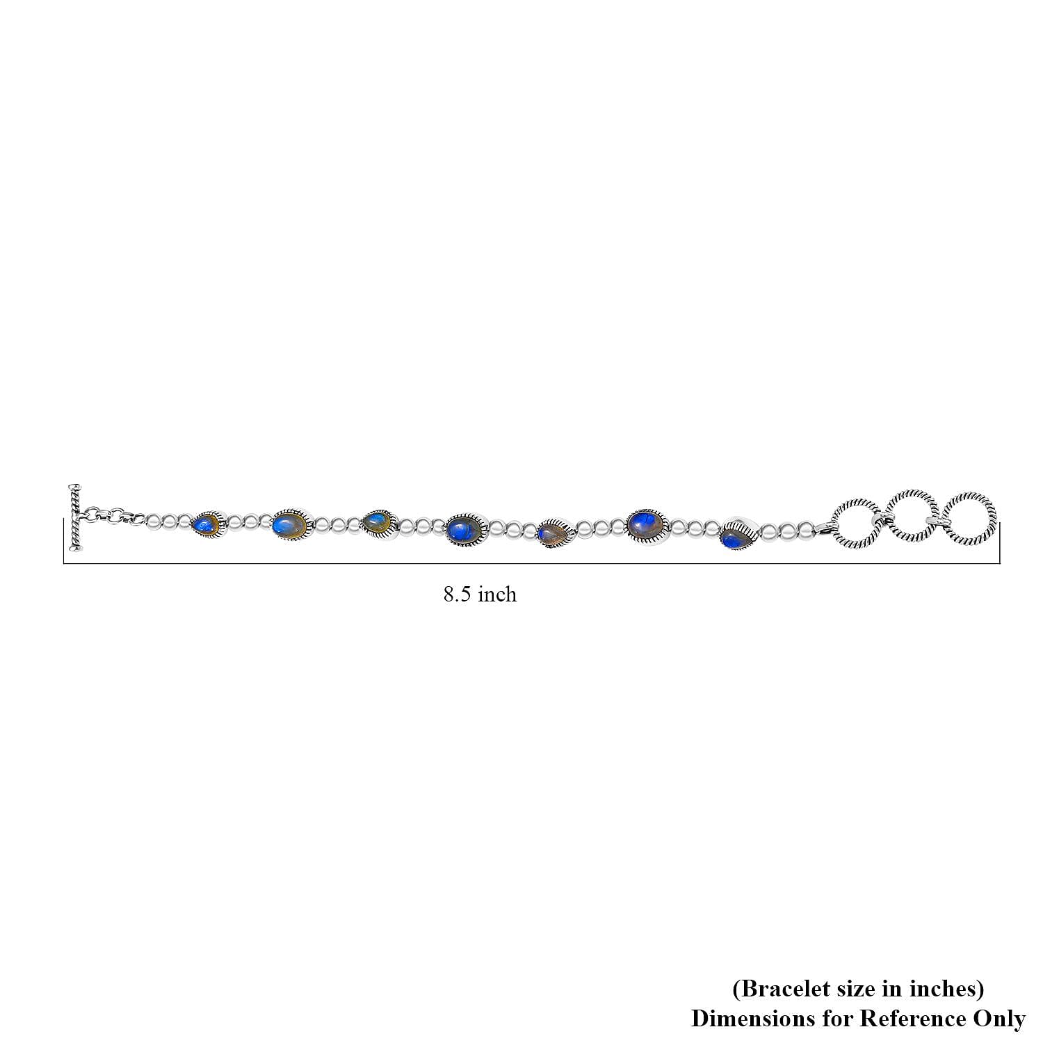 D'Joy Artisan Crafted Malagasy Labradorite 8.35 ctw Bracelet in Sterling Silver (6.50-8.0In)