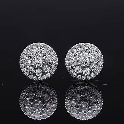 Luxuriant Lab Grown Diamond 1.00 ctw Earrings in Platinum Over Sterling Silver 