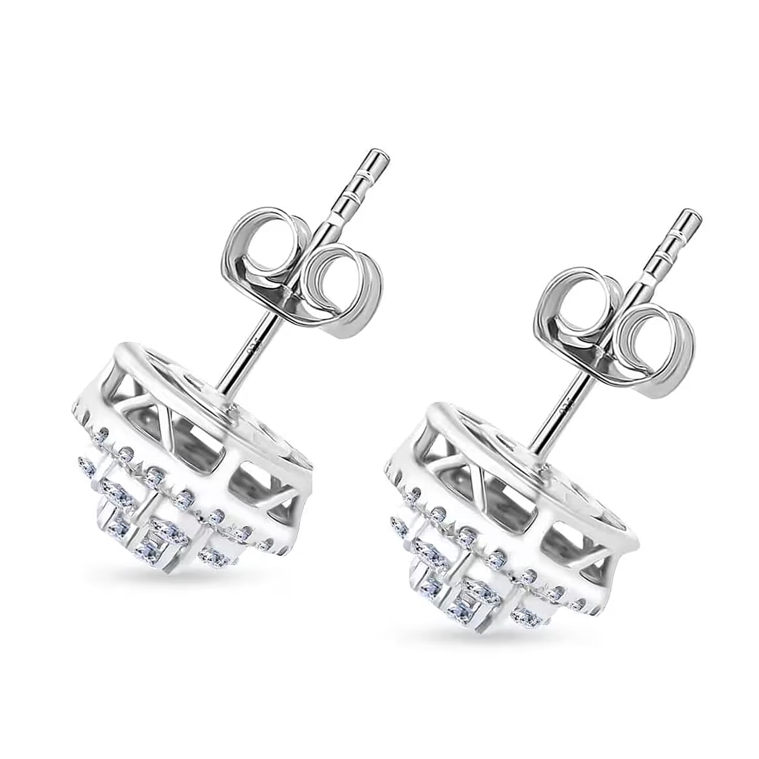 Luxuriant Lab Grown Diamond 1.00 ctw Earrings in Platinum Over Sterling Silver 