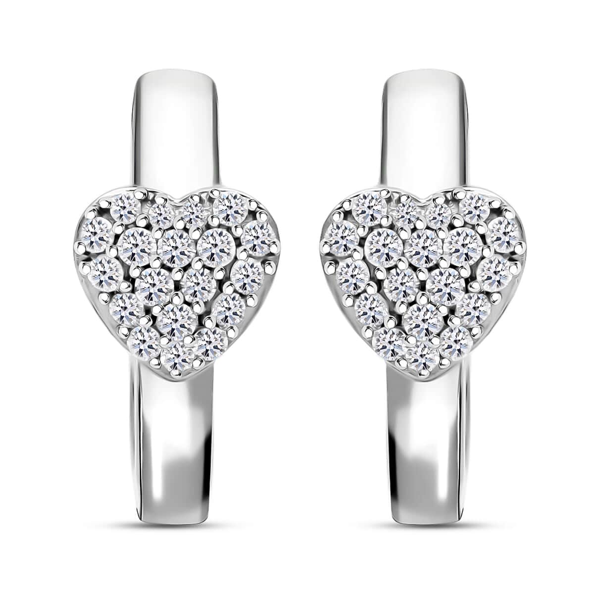 Luxuriant Lab Grown Diamond G-H SI 0.33 ctw Heart Hoop Earrings in Platinum Over Sterling Silver  image number 0