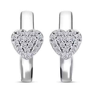 Luxuriant Lab Grown Diamond G-H SI 0.33 ctw Heart Hoop Earrings in Platinum Over Sterling Silver 