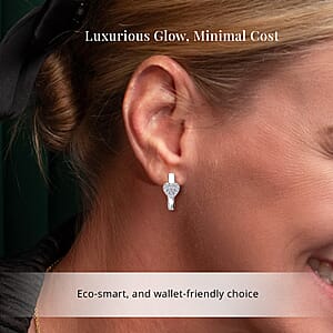 Luxuriant Lab Grown Diamond G-H SI 0.33 ctw Heart Hoop Earrings in Platinum Over Sterling Silver 