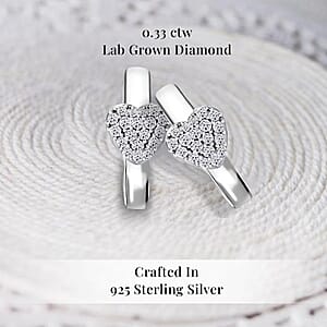 Luxuriant Lab Grown Diamond G-H SI 0.33 ctw Heart Hoop Earrings in Platinum Over Sterling Silver 