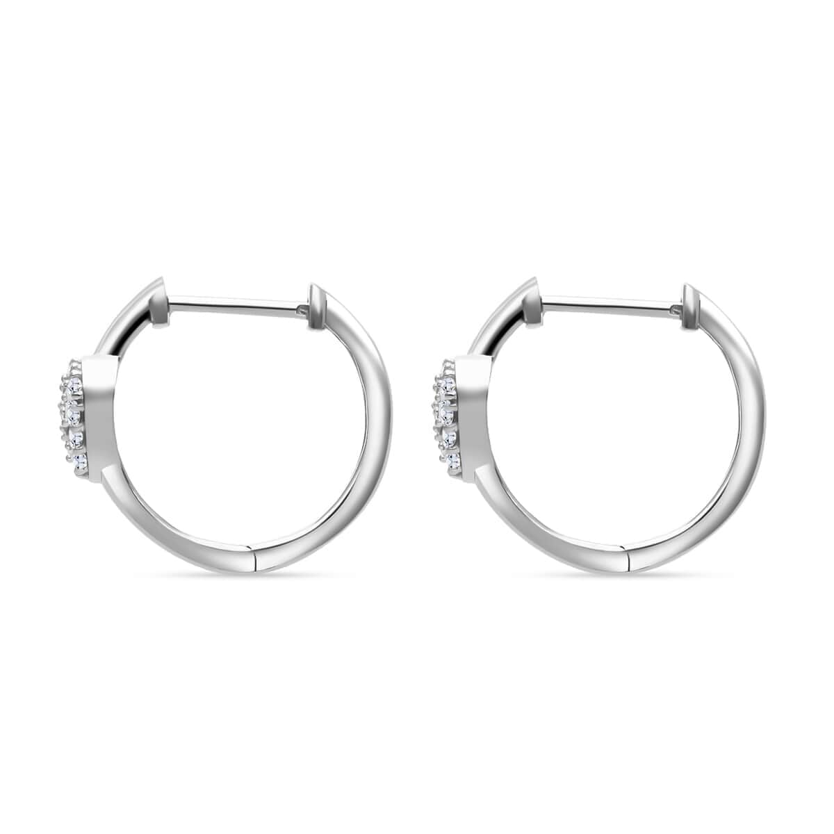 Luxuriant Lab Grown Diamond G-H SI 0.33 ctw Heart Hoop Earrings in Platinum Over Sterling Silver  image number 3