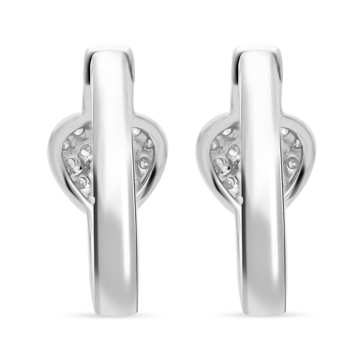 Luxuriant Lab Grown Diamond G-H SI 0.33 ctw Heart Hoop Earrings in Platinum Over Sterling Silver  image number 4