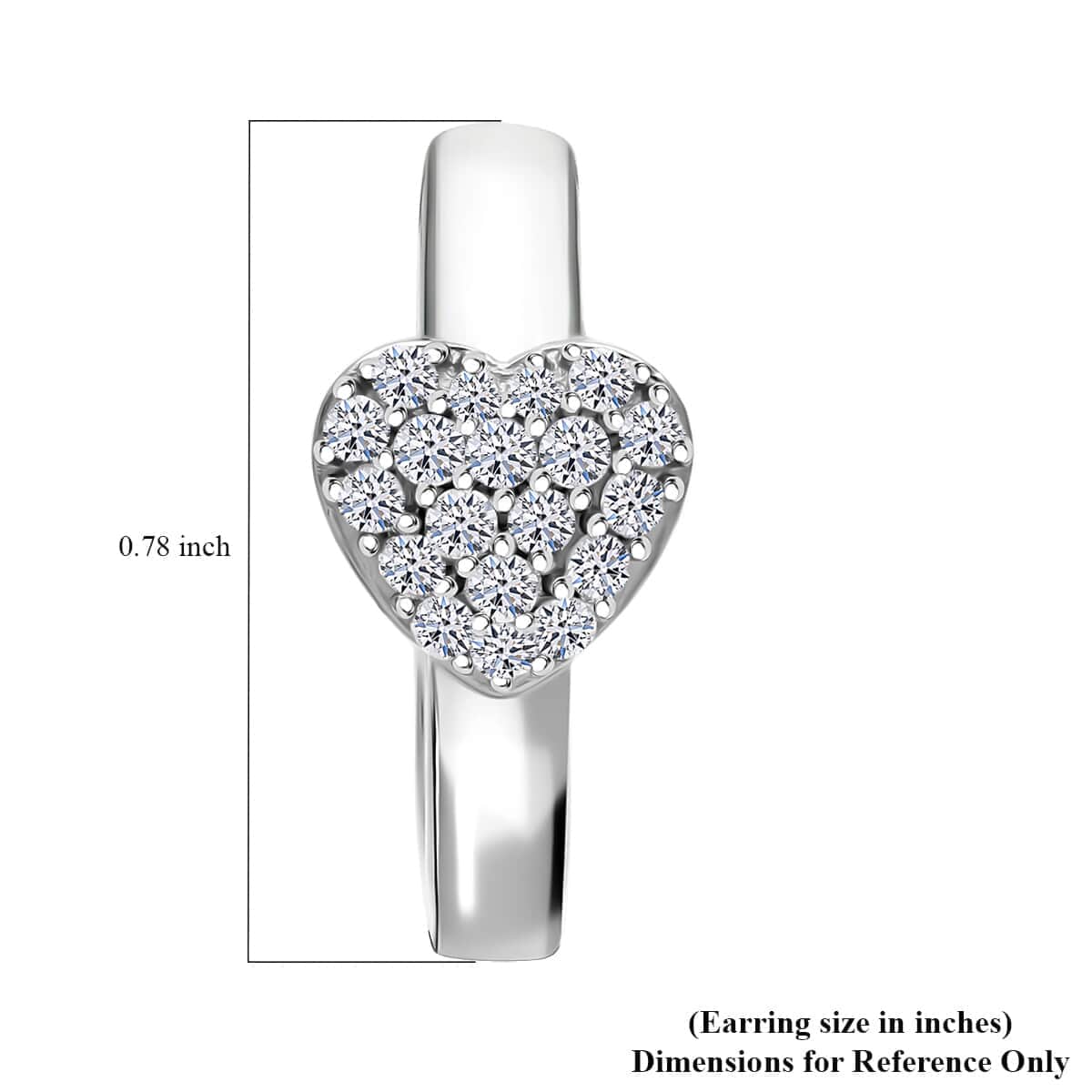 Luxuriant Lab Grown Diamond G-H SI 0.33 ctw Heart Hoop Earrings in Platinum Over Sterling Silver  image number 5