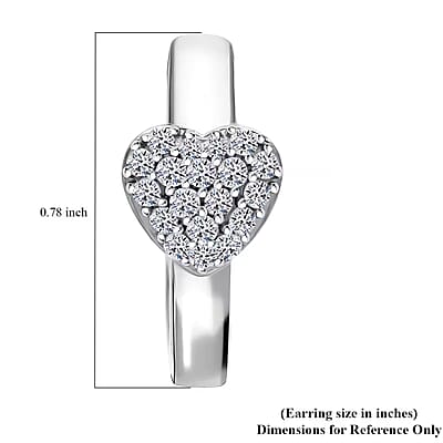 Luxuriant Lab Grown Diamond G-H SI 0.33 ctw Heart Hoop Earrings in Platinum Over Sterling Silver