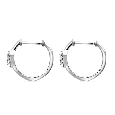 Luxuriant Lab Grown Diamond G-H SI 0.33 ctw Heart Hoop Earrings in Platinum Over Sterling Silver