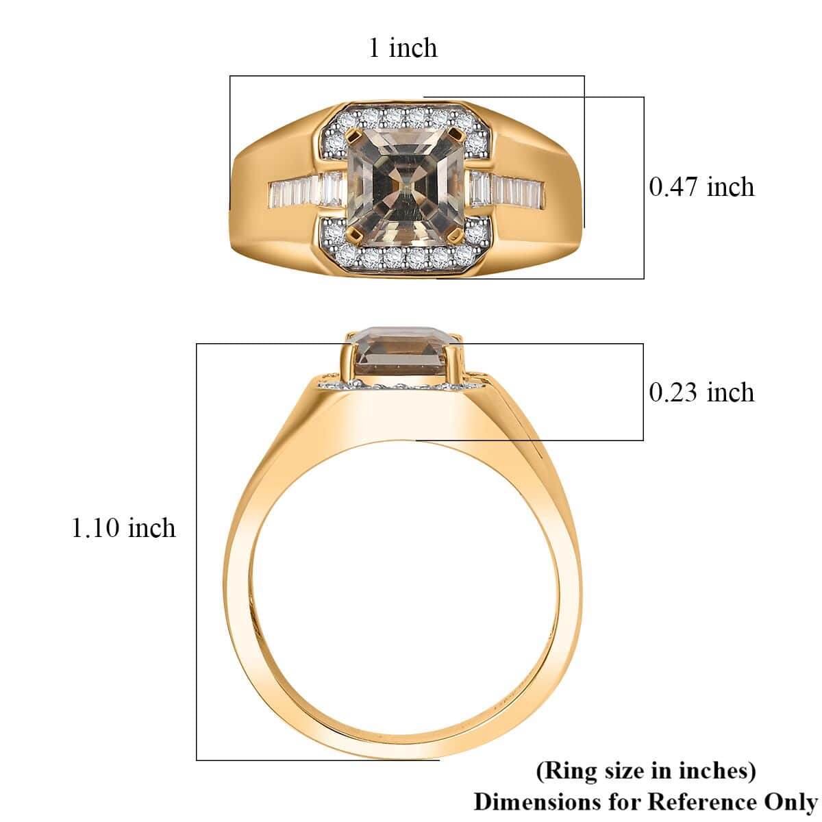 AAA Turkizite and Moissanite 2.80 ctw Men's Ring in 18K Vermeil Yellow Gold Over Sterling Silver (Size 10.0) image number 5