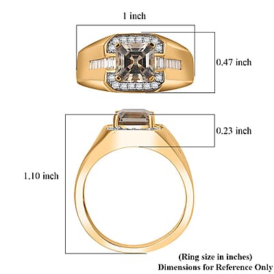 AAA Turkizite and Moissanite 2.80 ctw Men's Ring in 18K Vermeil Yellow Gold Over Sterling Silver (Size 10.0)