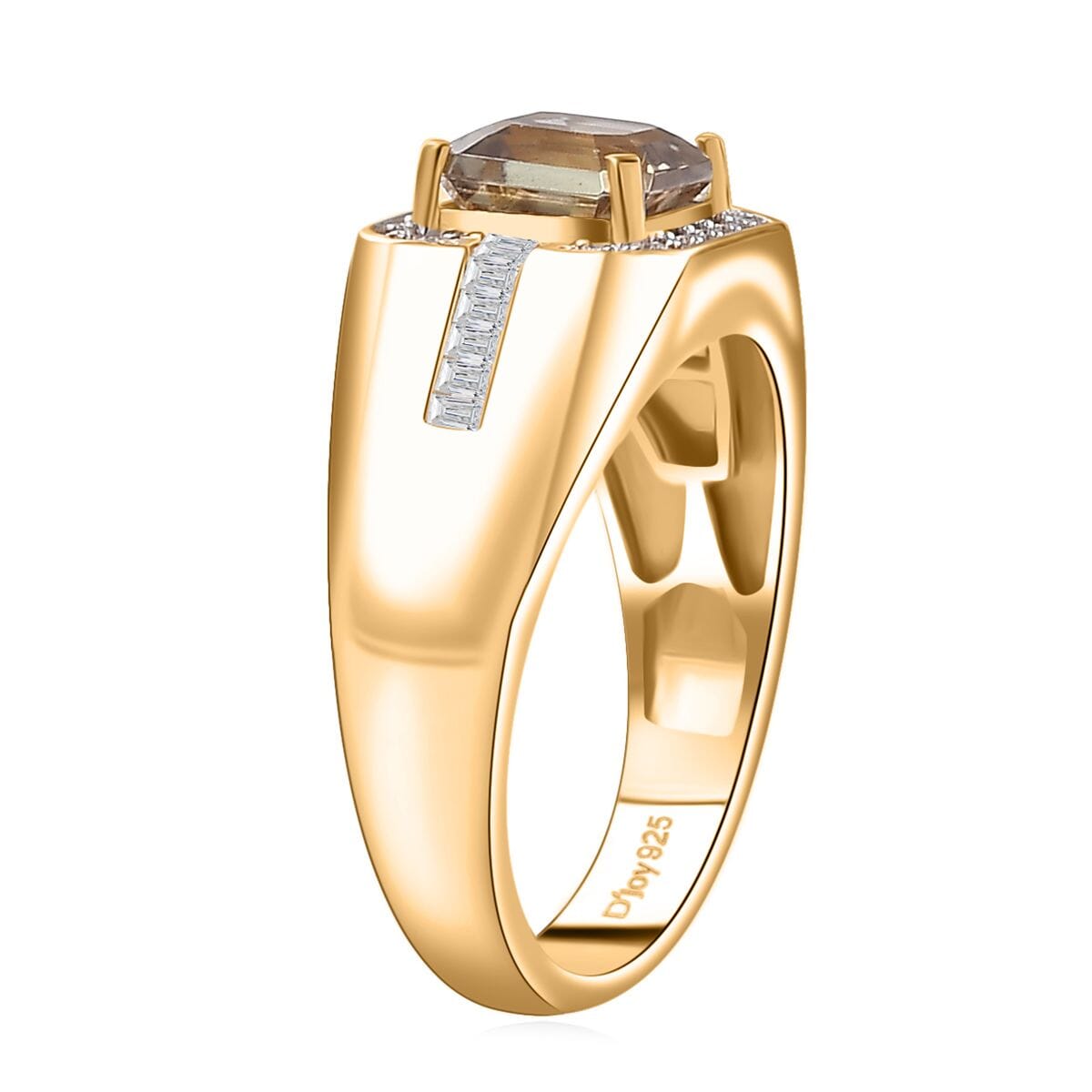 AAA Turkizite and Moissanite 2.80 ctw Men's Ring in 18K Vermeil Yellow Gold Over Sterling Silver (Size 9.0) image number 3