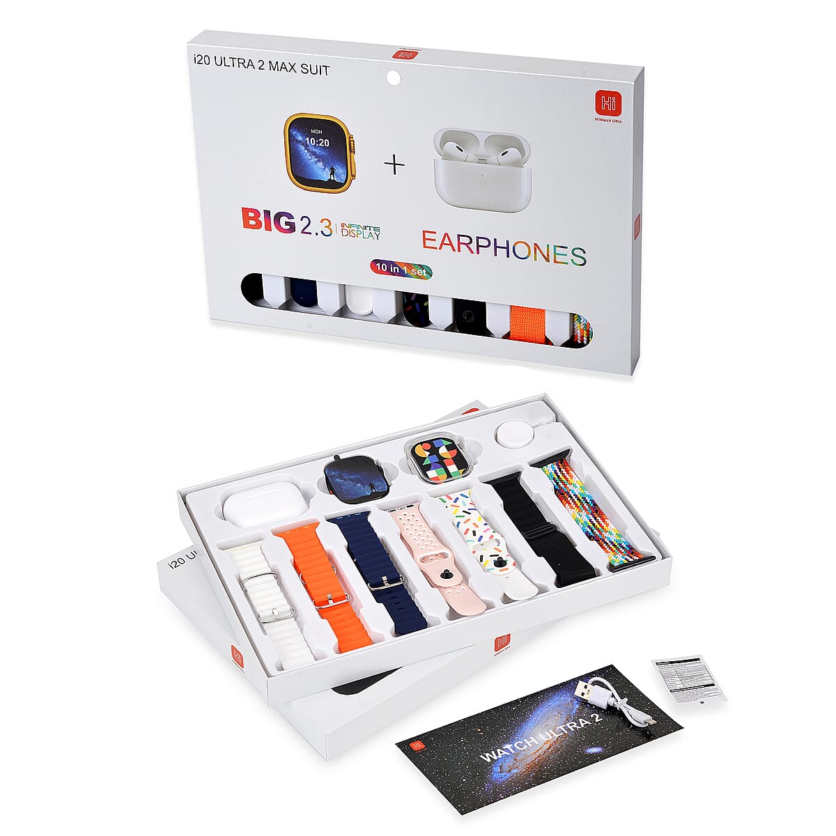 Doorbuster I20 Ultra 2 Max Suit 10 in 1 Set - (Black Smart Dial, Earphone, Case Cover and 7pcs Replaceable Watchband) image number 2