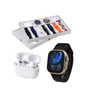 I20 Ultra 2 Max Suit 10 in 1 Set - (Silver Smart Dial, Earphone, Case Cover and 7pcs Replaceable Watchband)