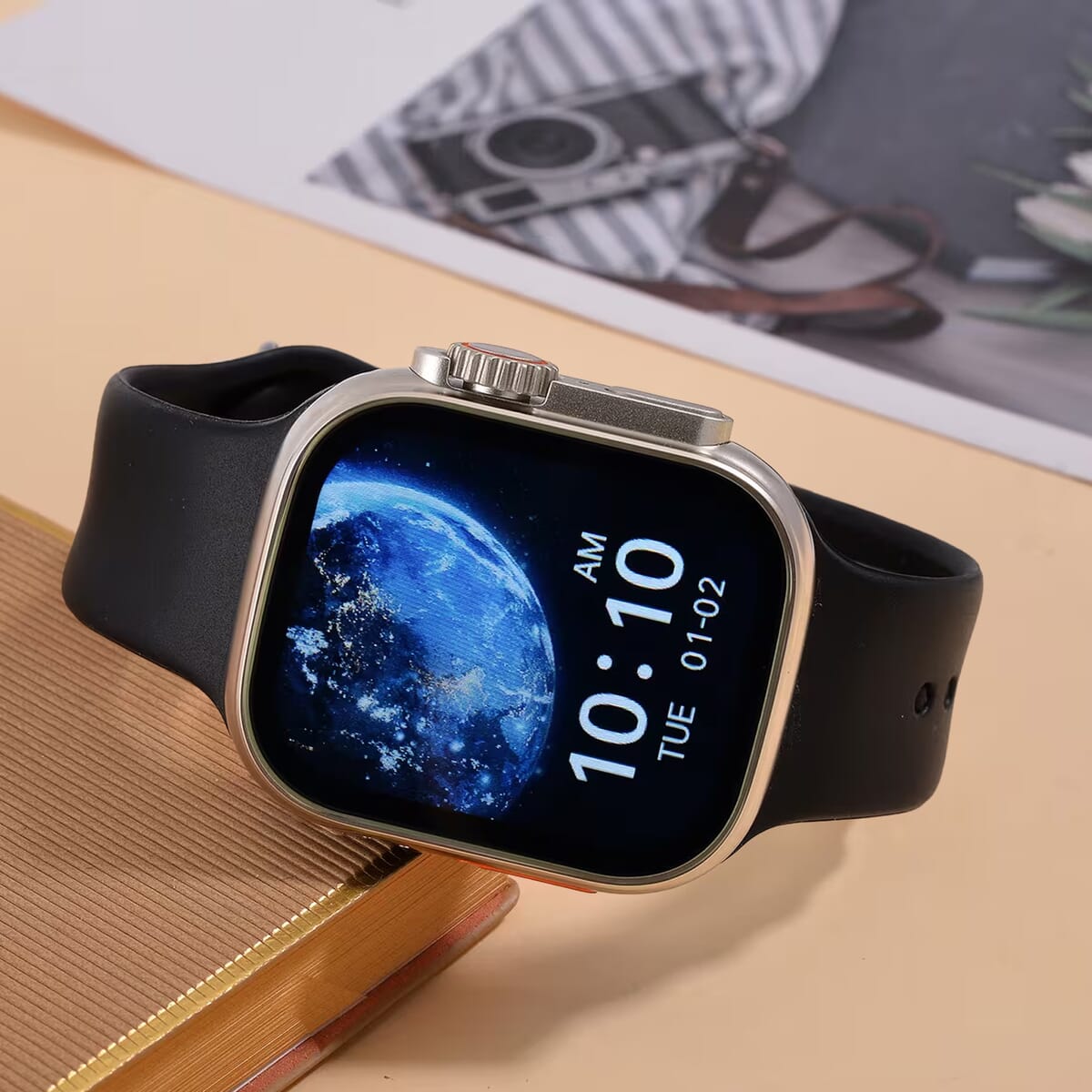 I20 Ultra 2 Max Suit 10 in 1 Set - (Silver Smart Dial, Earphone, Case Cover and 7pcs Replaceable Watchband) image number 1