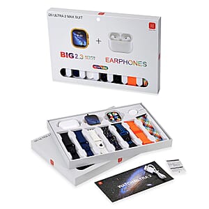  I20 Ultra 2 Max Suit 10 in 1 Set - (Silver Smart Dial, Earphone, Case Cover and 7pcs Replaceable Watchband)