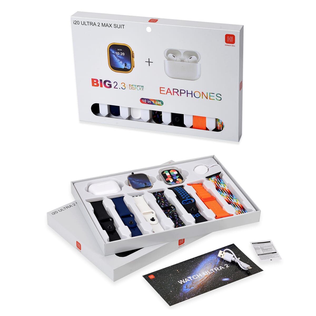 I20 Ultra 2 Max Suit 10 in 1 Set - (Silver Smart Dial, Earphone, Case Cover and 7pcs Replaceable Watchband) image number 9
