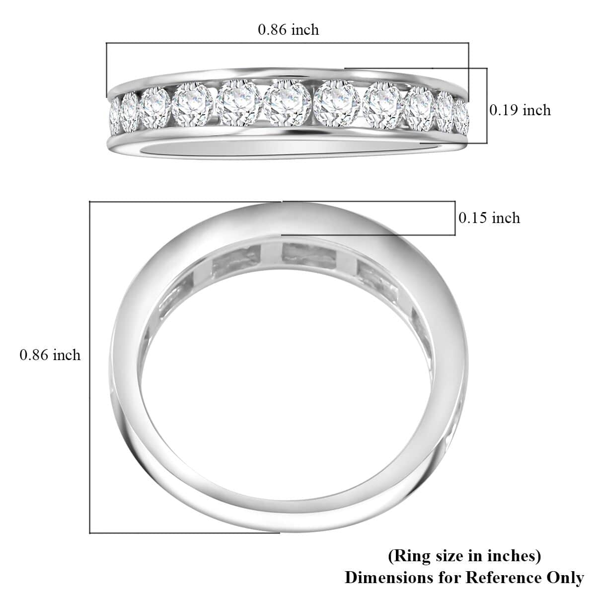 White Diamond 1.00 ctw Band Ring in 14K White Gold (Size 7.0) image number 4