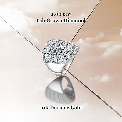 Luxuriant Lab Grown Diamond 4.00 ctw Ring in 10K White Gold (Size 10.0) 7.75 Grams