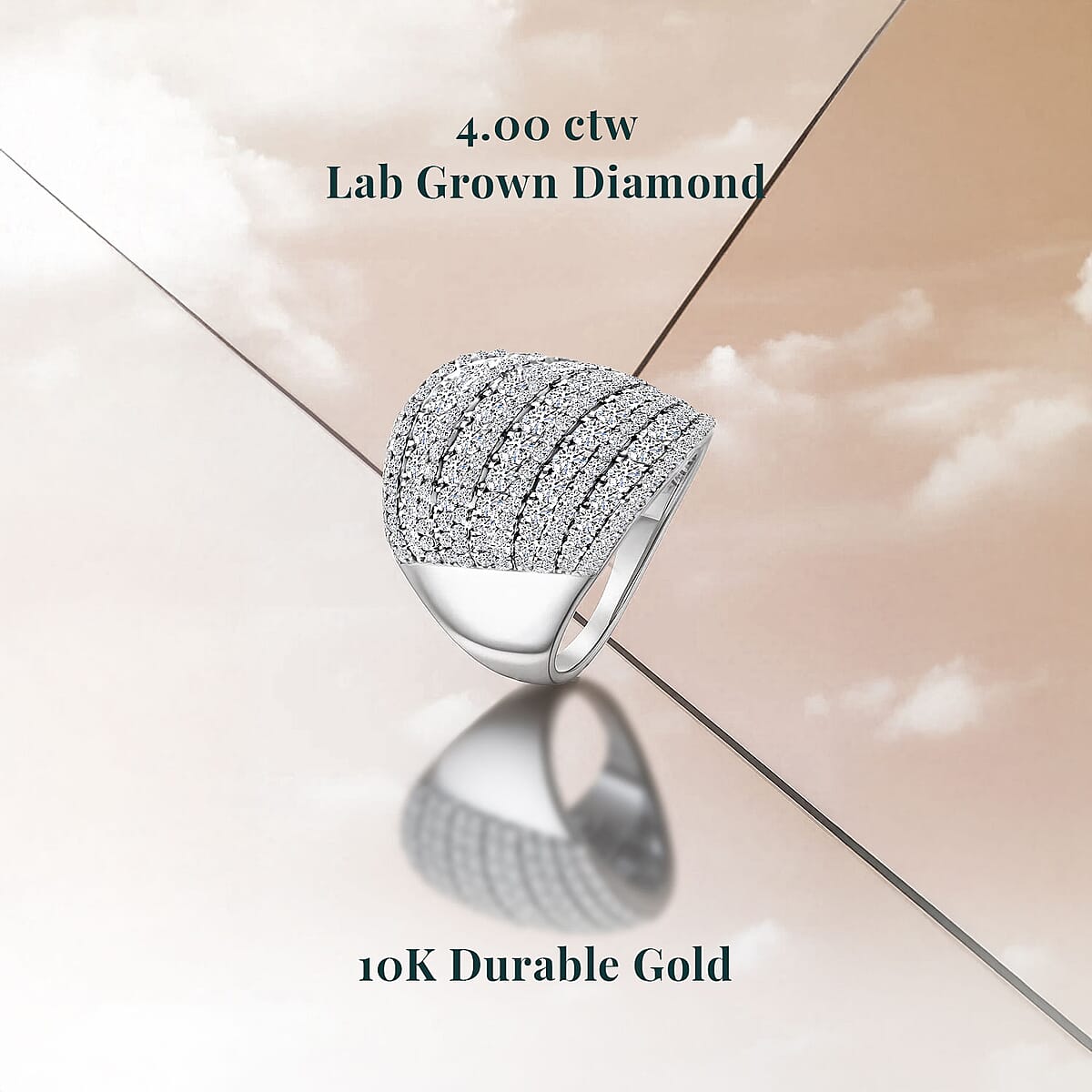 Luxuriant Lab Grown Diamond 4.00 ctw Ring in 10K White Gold (Size 5.0) 7.75 Grams image number 2