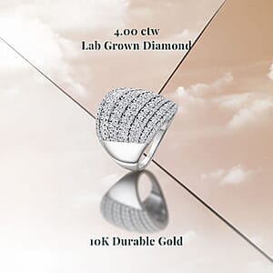 Luxuriant Lab Grown Diamond 4.00 ctw Ring in 10K White Gold (Size 5.0) 7.75 Grams