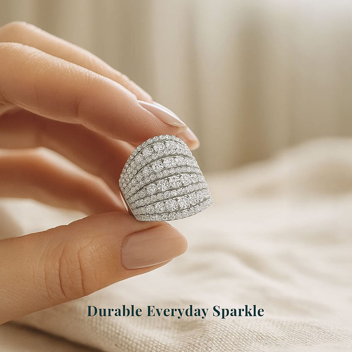 Luxuriant Lab Grown Diamond 4.00 ctw Ring in 10K White Gold (Size 5.0) 7.75 Grams image number 5