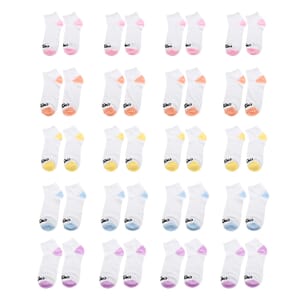 Closeout Mossimo 20 Pairs Quarter Length  Women's Socks - White/Multi Color (Sizes 4-10)
