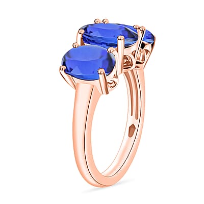 Luxoro Premium Tanzanite 4.50 ctw 3 Stone Ring in 14K Rose Gold (Size 10.0) 5.5 Grams