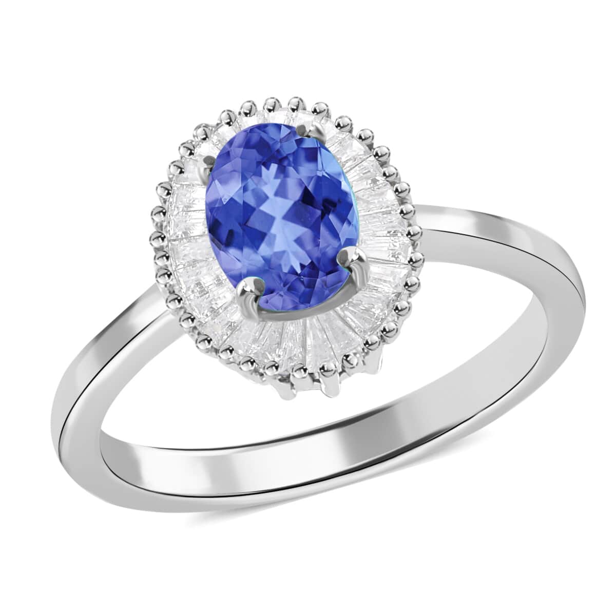 Luxoro Premium Tanzanite and G-H I1 Diamond Ring in 14K White Gold (Size 10.0) 1.00 ctw image number 0