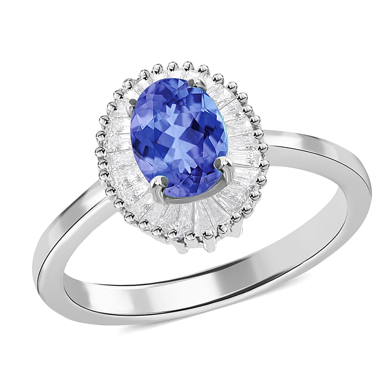 Luxoro Premium Tanzanite and G-H I1 Diamond 1.00 ctw Ring in 14K White Gold (Size 10.0) 4.8 Grams