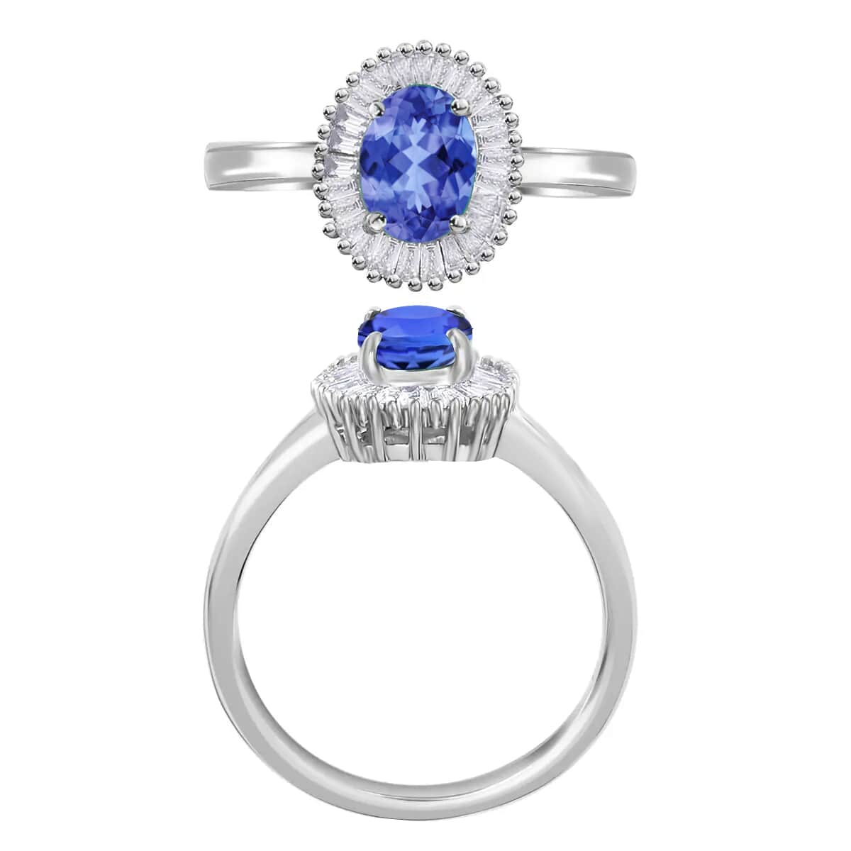 Luxoro Premium Tanzanite and G-H I1 Diamond Ring in 14K White Gold (Size 10.0) 1.00 ctw image number 2