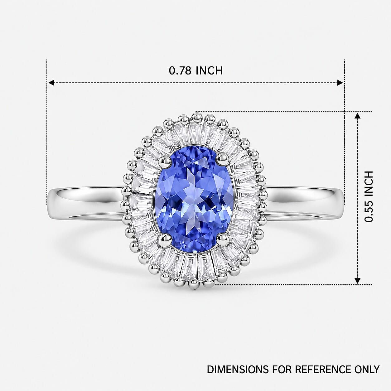 Luxoro Premium Tanzanite and G-H I1 Diamond 1.00 ctw Ring in 14K White Gold (Size 10.0) 4.8 Grams