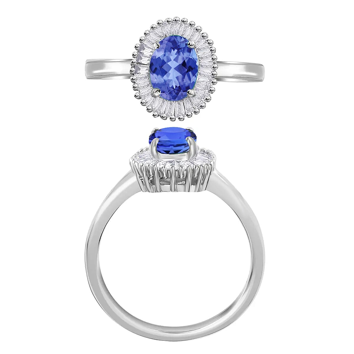 Luxoro Premium Tanzanite and G-H I1 Diamond 1.00 ctw Ring in 14K White Gold (Size 9.0) (Del. in 10-12 Days) image number 3