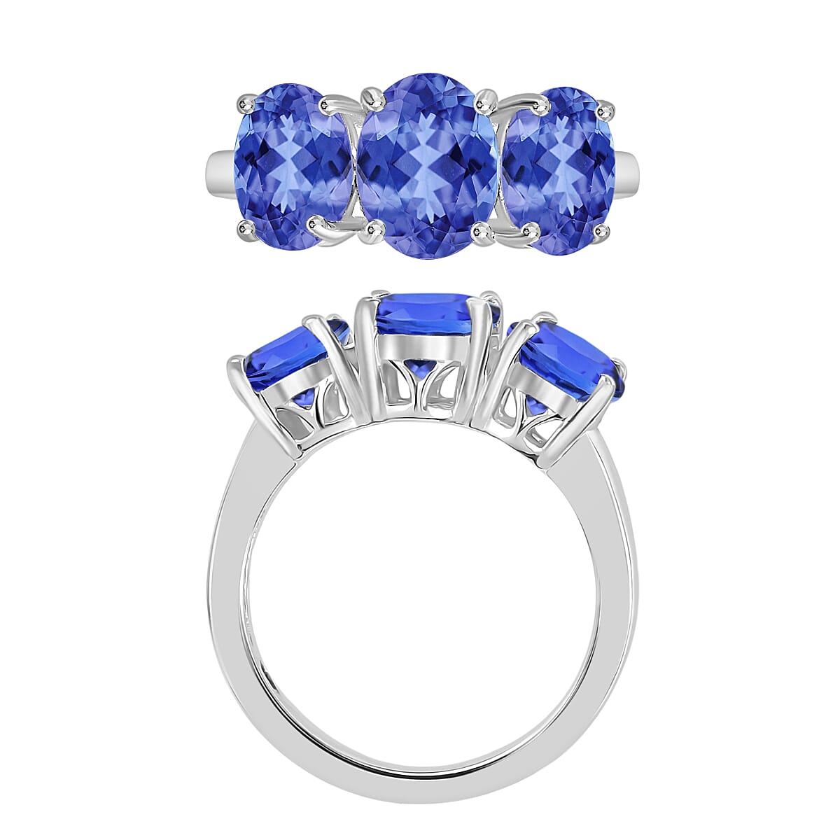 Luxoro Premium Tanzanite 4.50 ctw 3 Stone Ring in 14K White Gold (Size 8.0) 5.50 Grams (Del. in 10-12 Days) image number 3