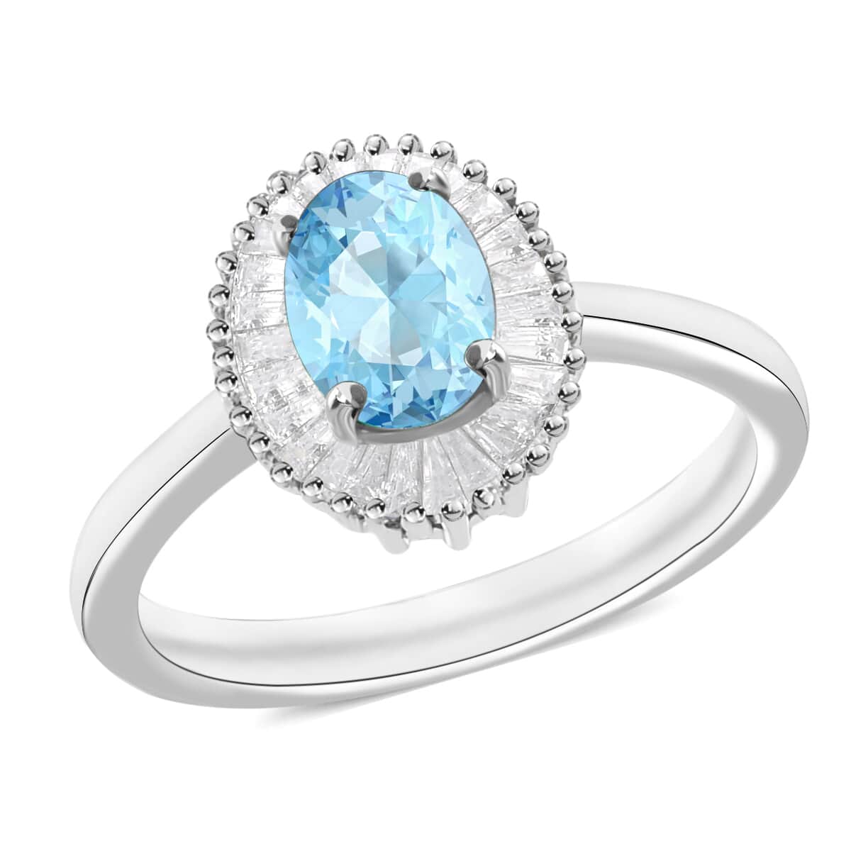 Luxoro Premium Mangoro Aquamarine and G-H I1 Diamond 1.00 ctw Ring in 14K White Gold (Size 10.0) image number 0