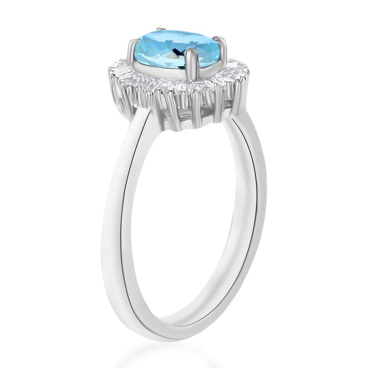 Luxoro Premium Mangoro Aquamarine and G-H I1 Diamond 1.00 ctw Ring in 14K White Gold (Size 10.0) image number 2