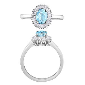Luxoro Premium Mangoro Aquamarine and G-H I1 Diamond 1.00 ctw Ring in 14K White Gold (Size 10.0) (Del. in 10-12 Days)