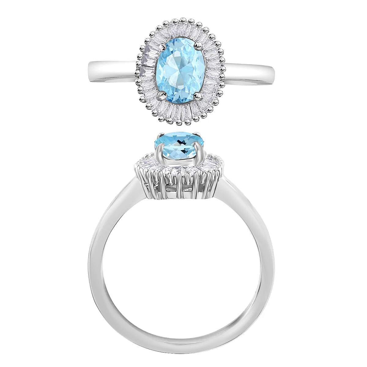 Luxoro Premium Mangoro Aquamarine and G-H I1 Diamond 1.00 ctw Ring in 14K White Gold (Size 6.0) (Del. in 10-12 Days) image number 3
