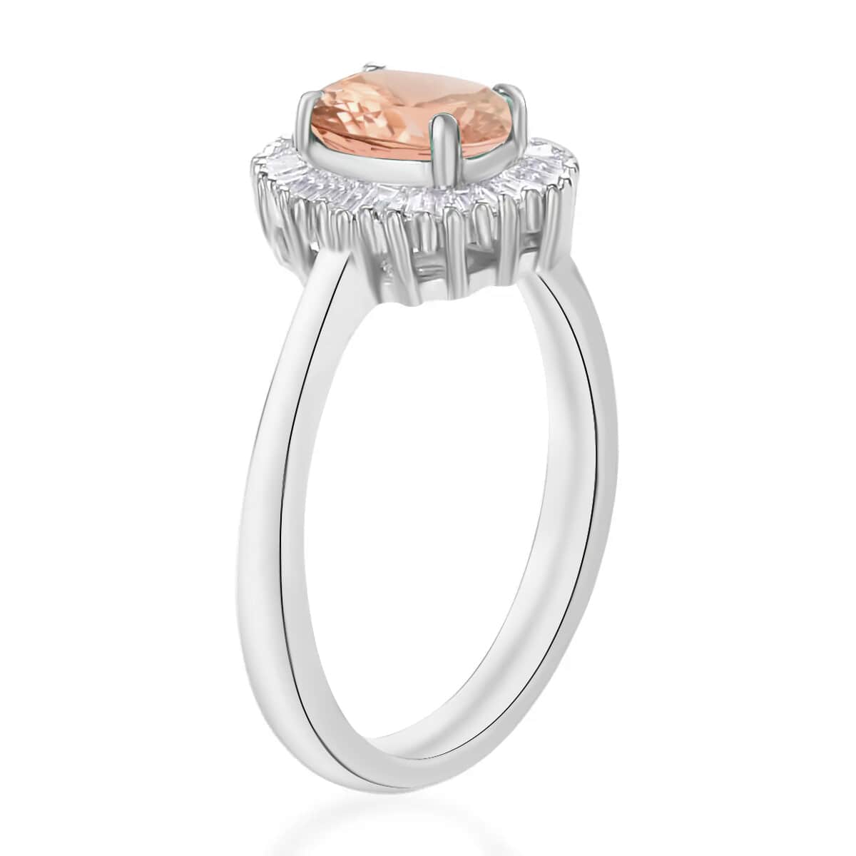 Luxoro Premium Pink Morganite and G-H I1 Diamond Ring in 14K White Gold (Size 10.0) 1.00 ctw image number 2