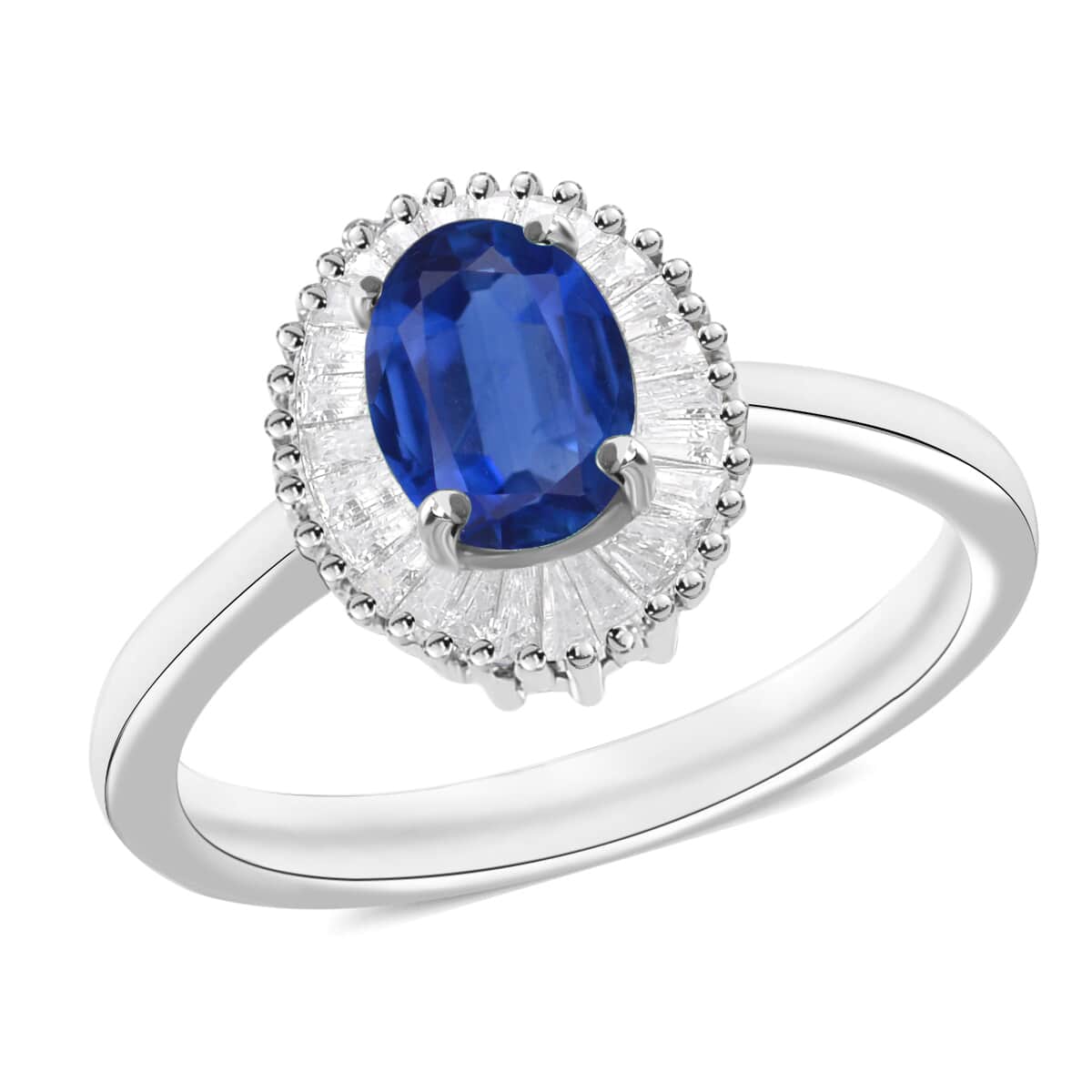 Luxoro Premium Kanchanaburi Blue Sapphire and G-H I1 Diamond Ring in 14K White Gold (Size 10.0) 1.20 ctw image number 0