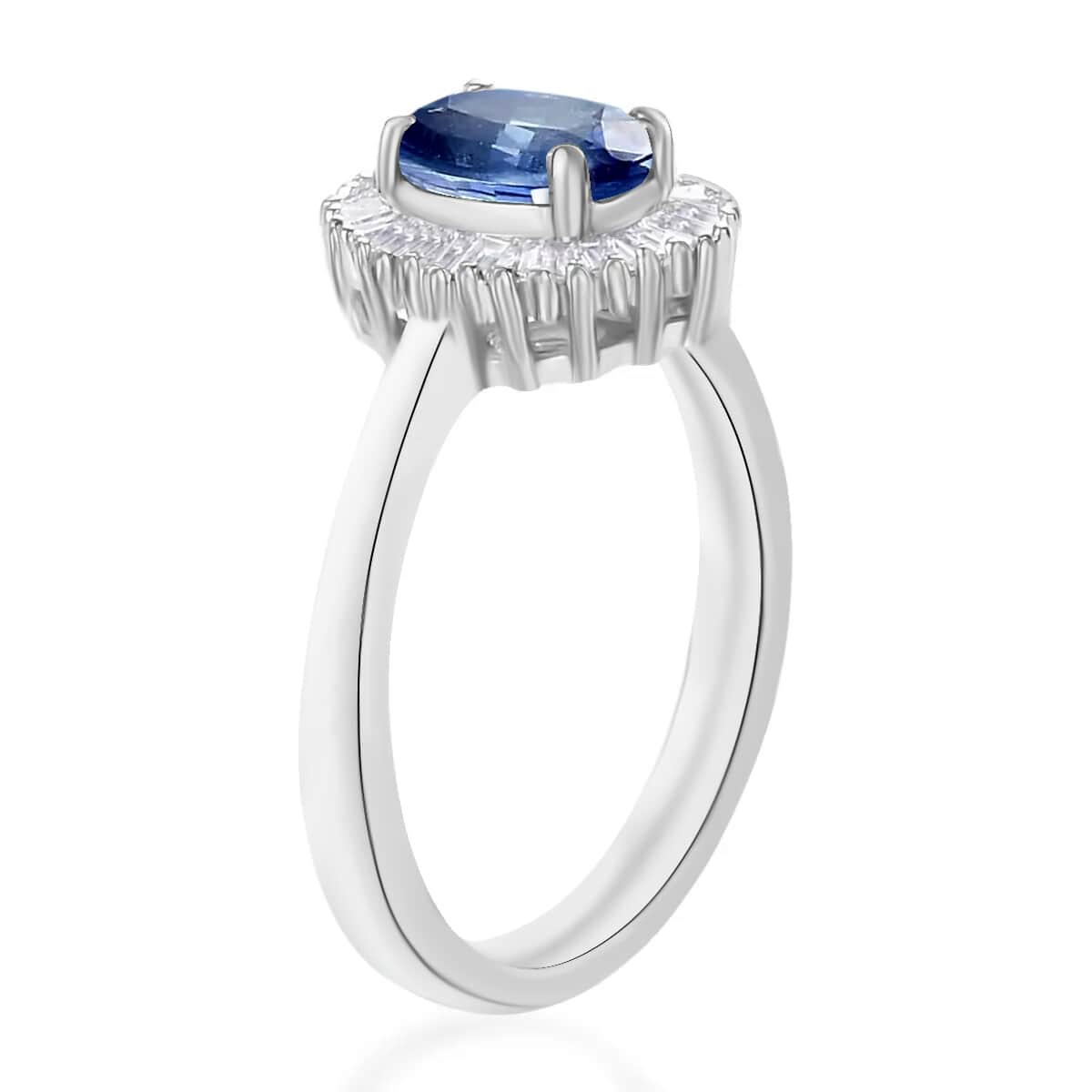 Luxoro Premium Kanchanaburi Blue Sapphire and G-H I1 Diamond Ring in 14K White Gold (Size 10.0) 1.20 ctw image number 2