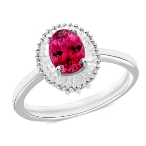 Luxoro Premium Ouro Fino Rubellite and G-H I1 Diamond 1.00 ctw Ring in 14K White Gold (Size 10.0)