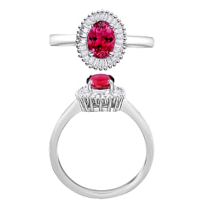 Luxoro Premium Ouro Fino Rubellite and G-H I1 Diamond 1.00 ctw Ring in 14K White Gold (Size 10.0) (Del. in 10-12 Days)