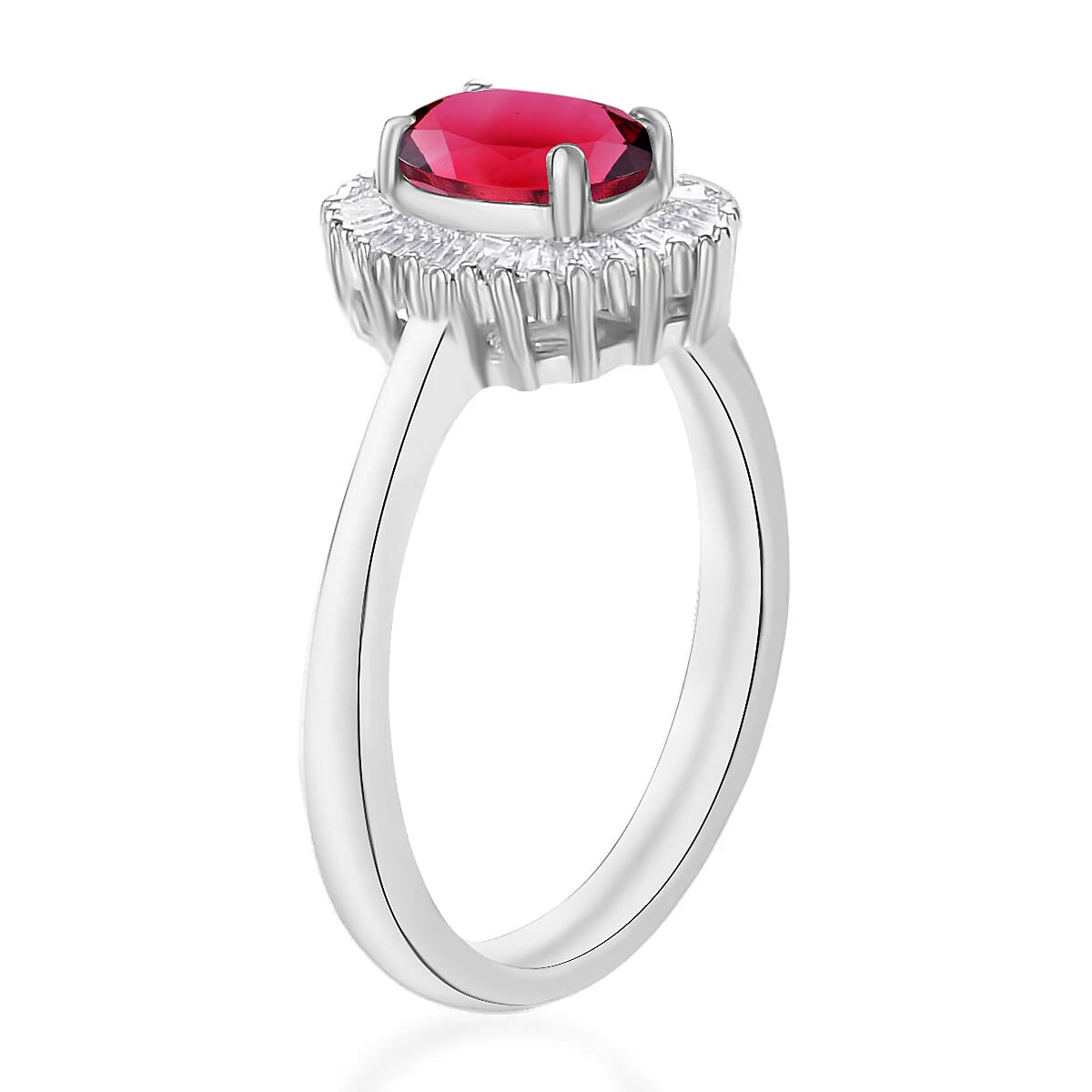 Luxoro Premium Ouro Fino Rubellite and G-H I1 Diamond 1.00 ctw Ring in 14K White Gold (Size 5.5) (Del. in 10-12 Days) image number 2